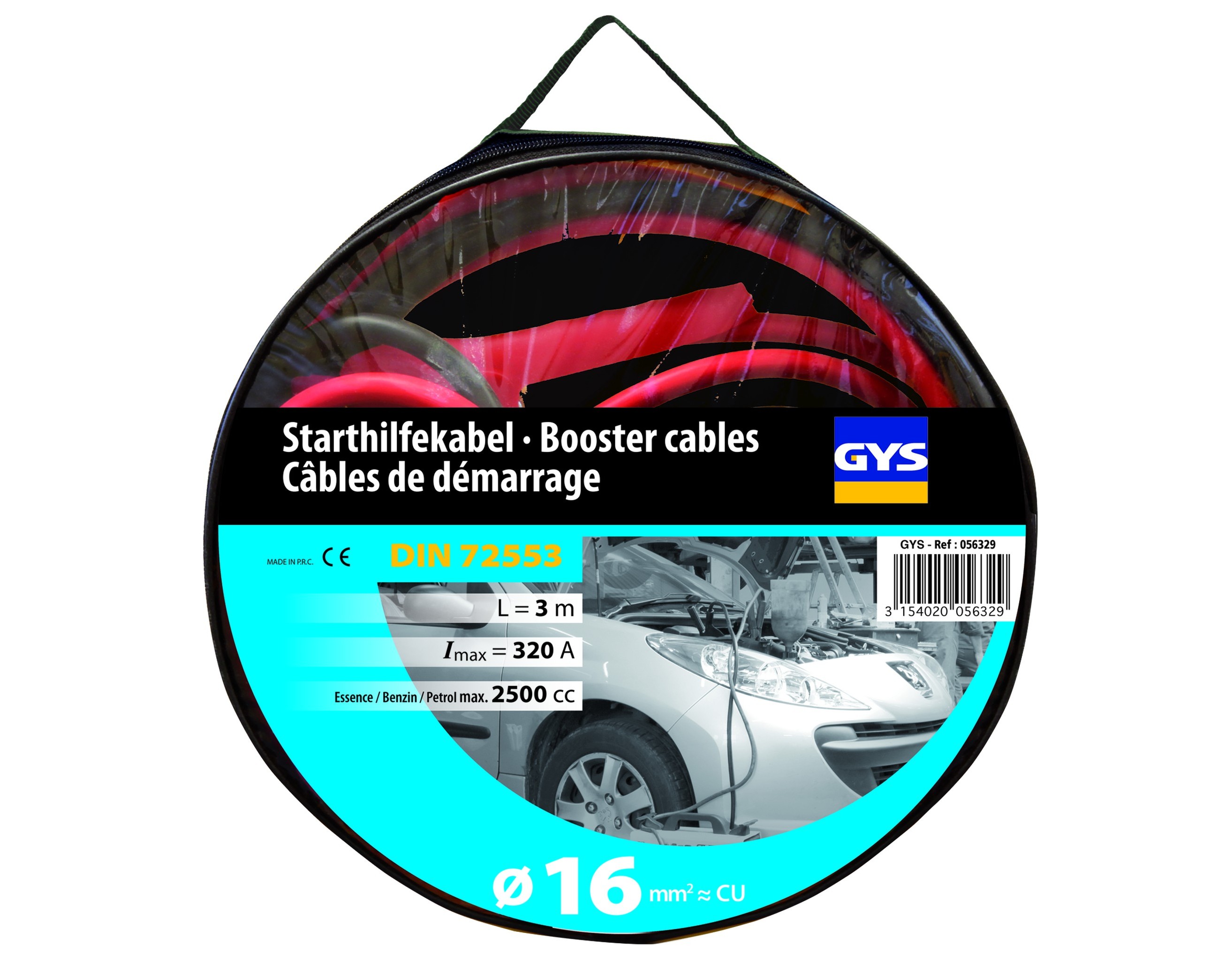 Starta vadi PRO 320A (2.5L) - INSULATED CLAMPS - 16mm - 2 x 3m, EAN3154020056329